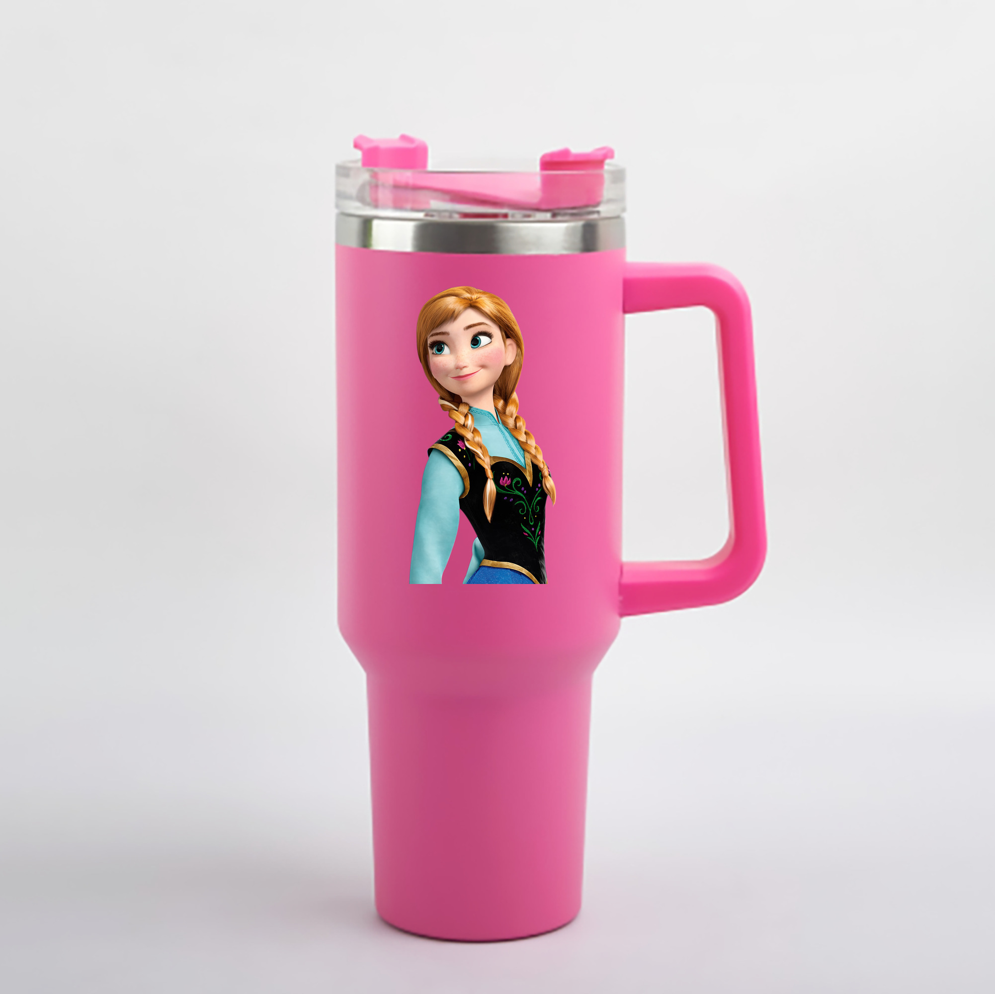 （画像用） アナと雪の女王 アンナ エルサ Frozen Anna Elsa 1200mL車用タンブラー - クリスタルステッカー（プラスチックストロー付き）
